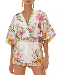 Camilla - Tie Front Puff Sleeve Top