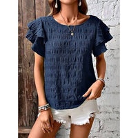 Wholesalesir - Textured Ruffle Sleeve Top