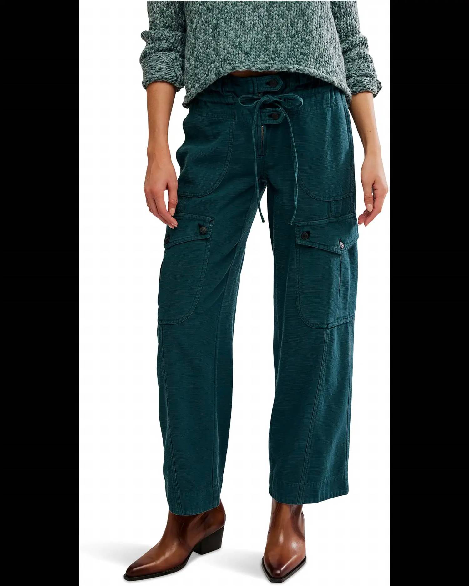 Free People Park Avenue High Rise Cargo Pant in sea moss - women's pants