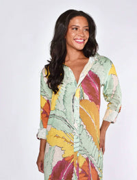Emily Phillips - Leaf Linen Girlfriend Midi Dress