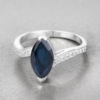 Diana M Jewels Women's Marquise Natural Blue Sapphire Fashion Ring (2.26 Ct) - Classic Plus in 14k white gold - women's jewelry - detail view