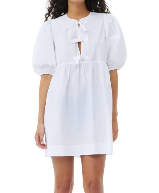 Ganni - Cotton Poplin Tie String Mini Dress