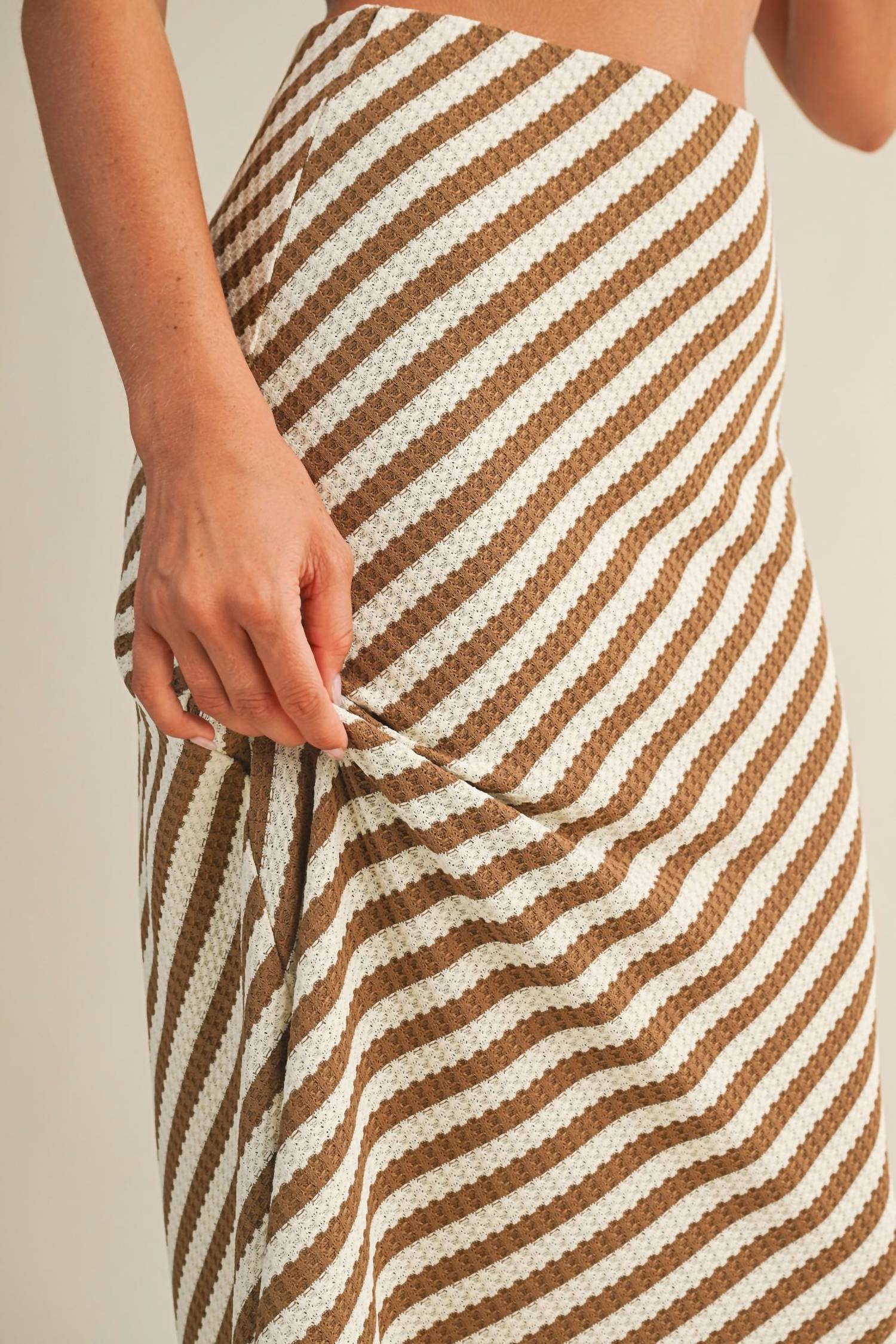 Mustard Seed - Diagonal Striped Knitted Skirt