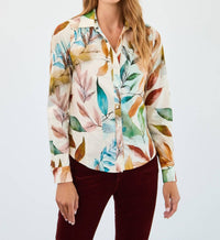 Fdj - Split-neck Long Sleeve Shirt