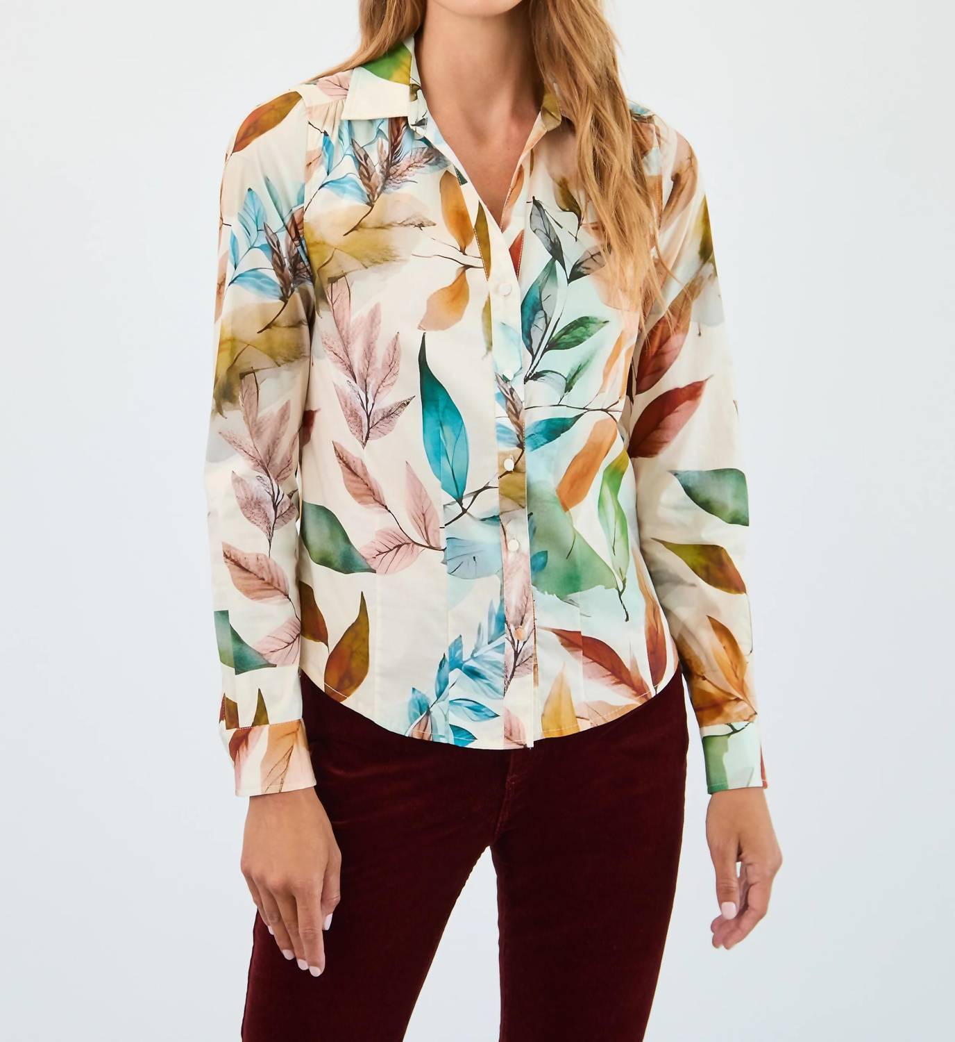 Fdj - Split-neck Long Sleeve Shirt