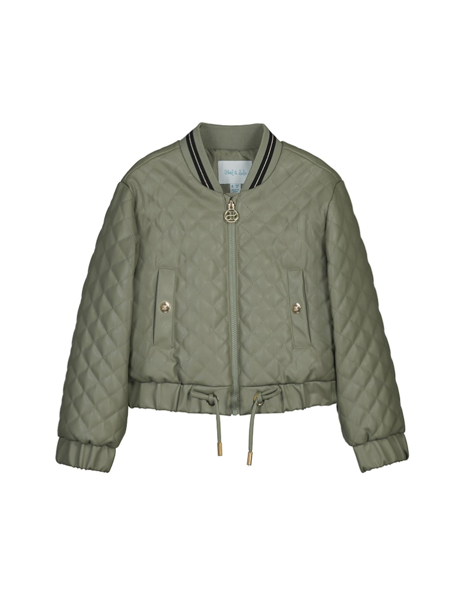 Abel & Lula August Leather Jacket in bayleaf - kids' jacket - alternate view