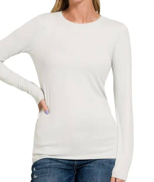 Zenana - Back To Basic Round Neck Long Sleeve