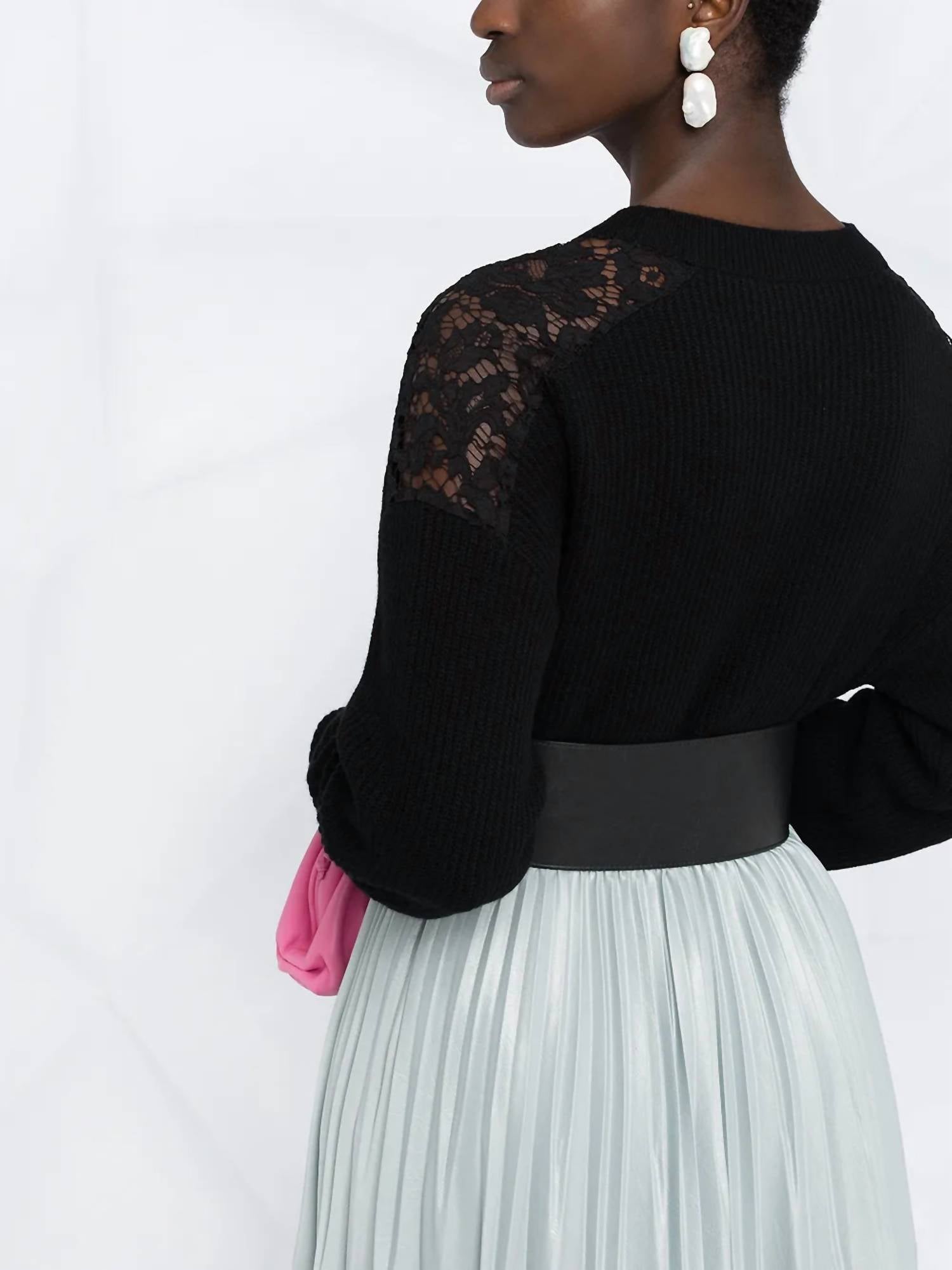 Valentino - Lace Embellished V-neck Jumper
