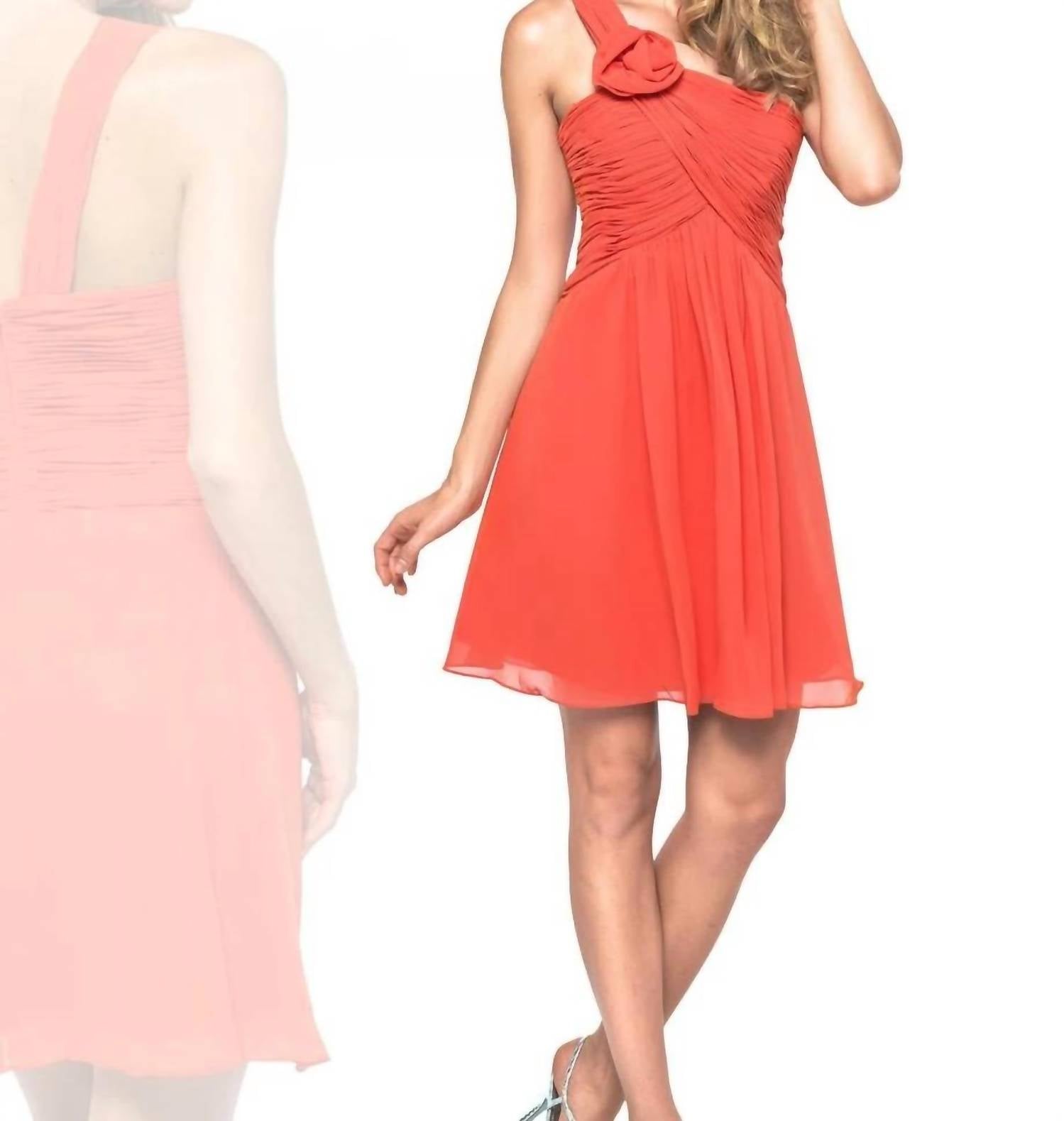 Last Dress - Ruched Rosette Asymmetric Evening Dress
