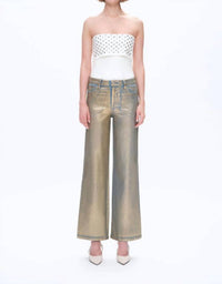 Bayeas Metallic Wide Leg Jeans in golden - women's jeans