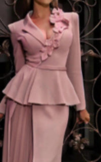 Terani Couture - Terani Couture V-neck Full Sleeves Long Sheath Dress
