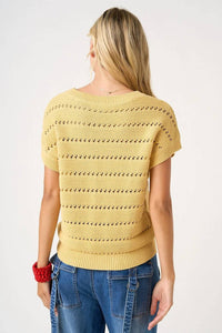 Mittoshop - AMERICAN FLAG PATCH SHORT SLEEVE KNIT SWEATER TOP