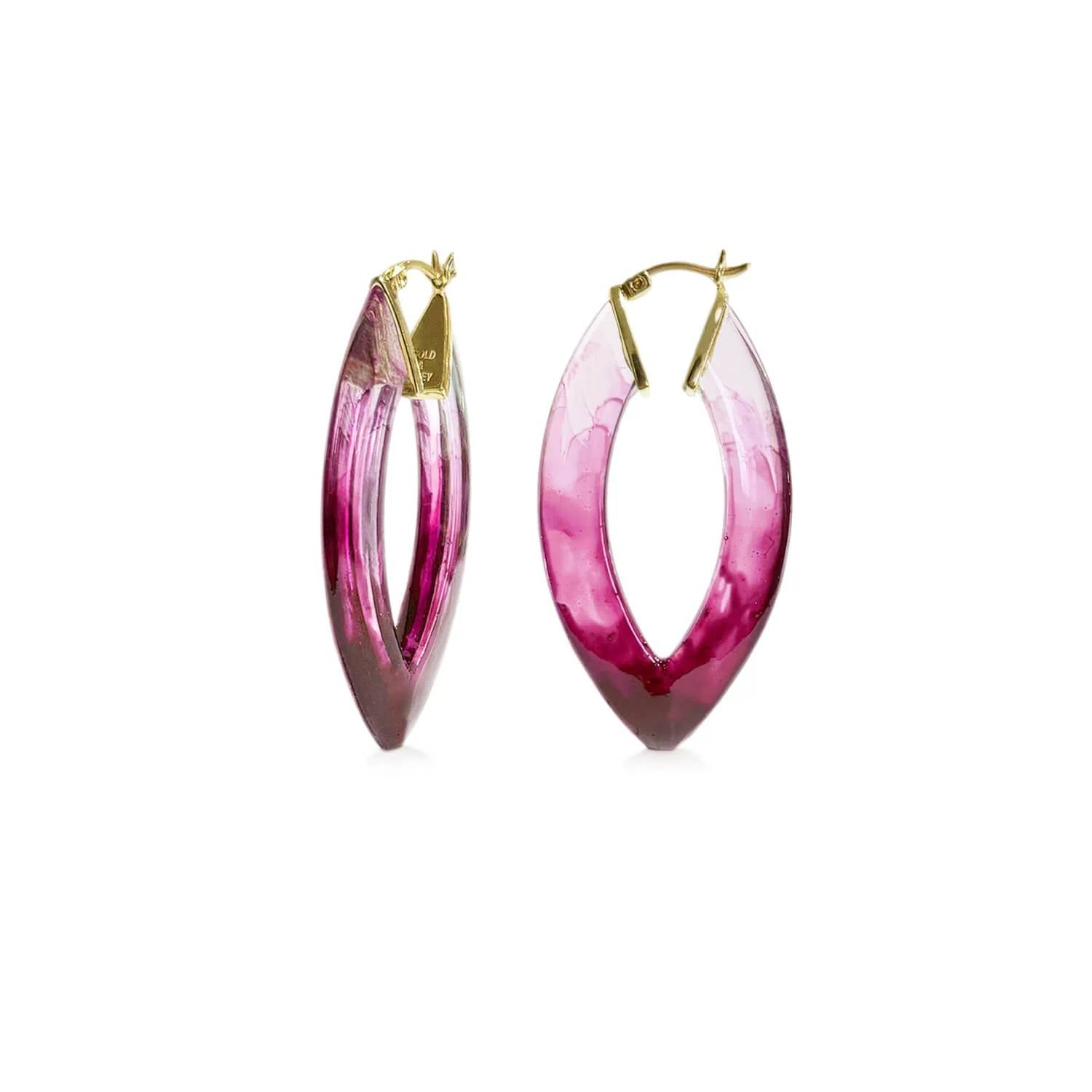 Gold & Honey - Women's Painted Marquise Lucite Hoop Earrings