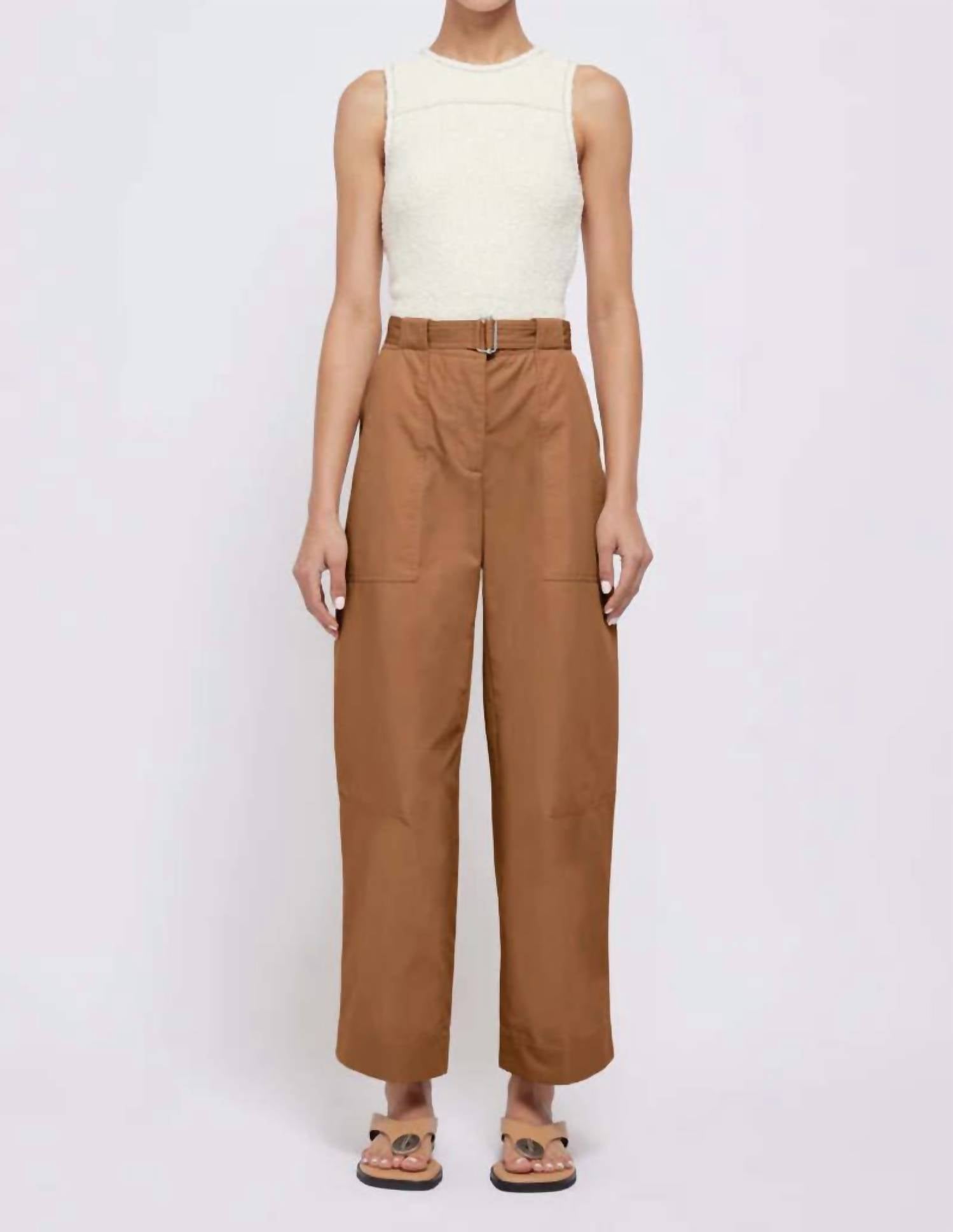 SIMKHAI Jenny Belted Cropped Pants in hickory - women's pants