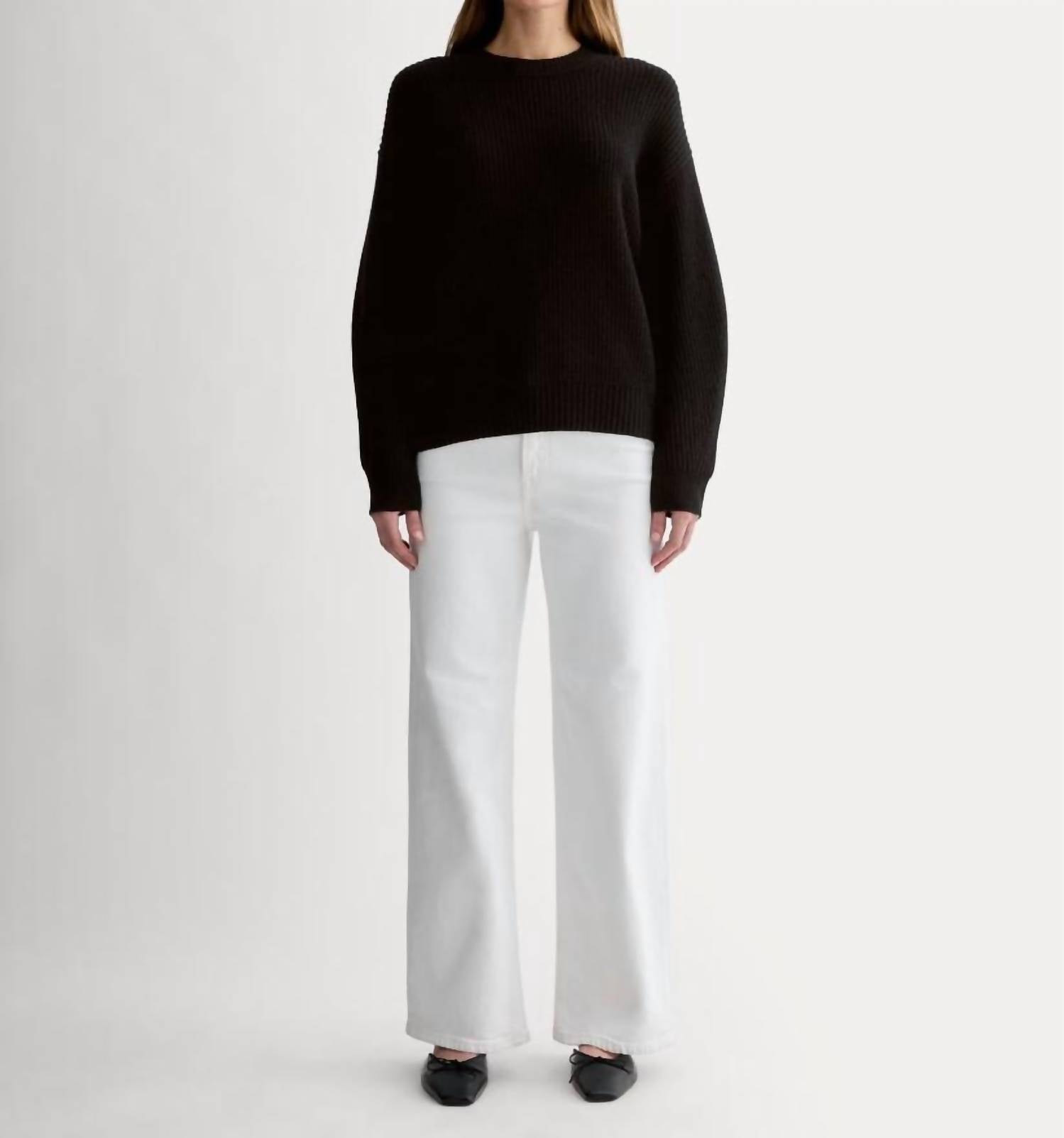 Everlane Women's The Cocoon Crew Sweater in black - women's sweater - alternate view
