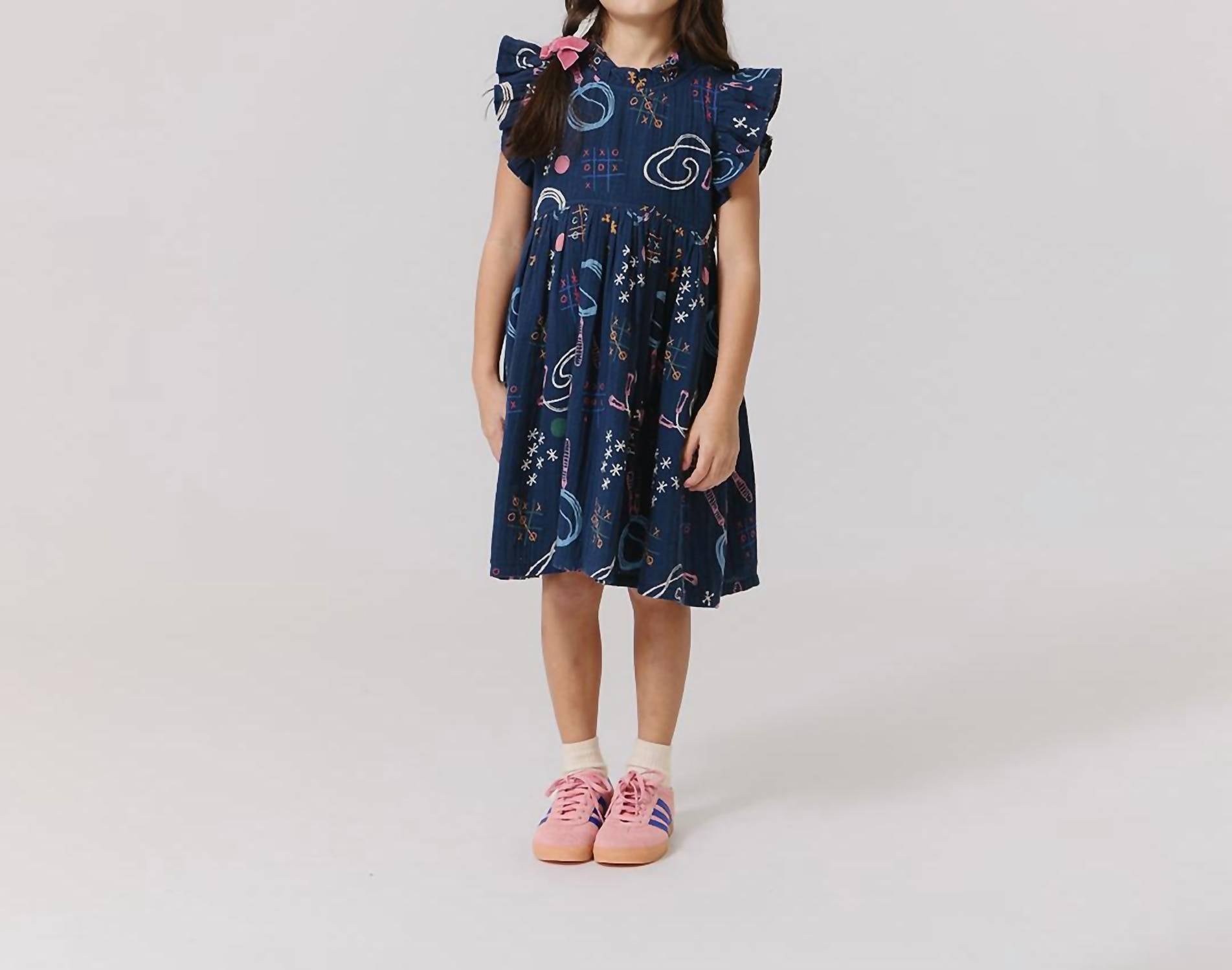 PINK CHICKEN Jennifer Dress in tic tac toe 1 - kids' dress