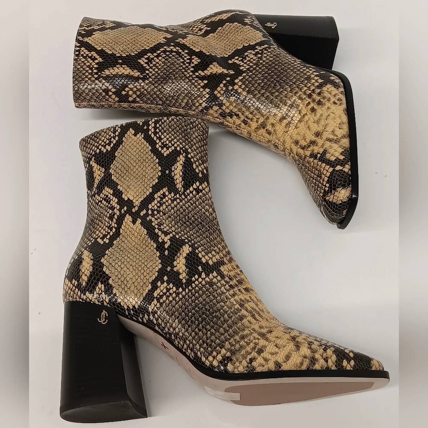 JIMMY CHOO Women's Bryelle 85 Snake Print Leather Ankle Boots in dijon - women's shoe - view 5