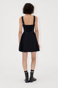 STINE GOYA Sleeveless Square Neck Mini Dress in jet black - women's dress - detail view