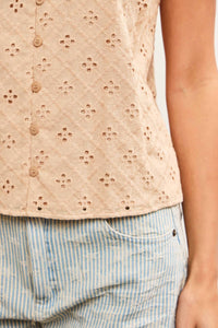 Mustard Seed - Elena Front Button Closure Lace Cami Top