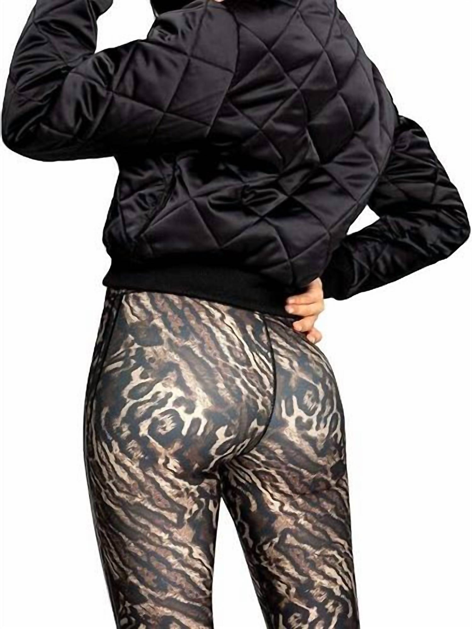 GOOD AMERICAN Quilted Puffer Jacket in black - women's jacket - alternate view