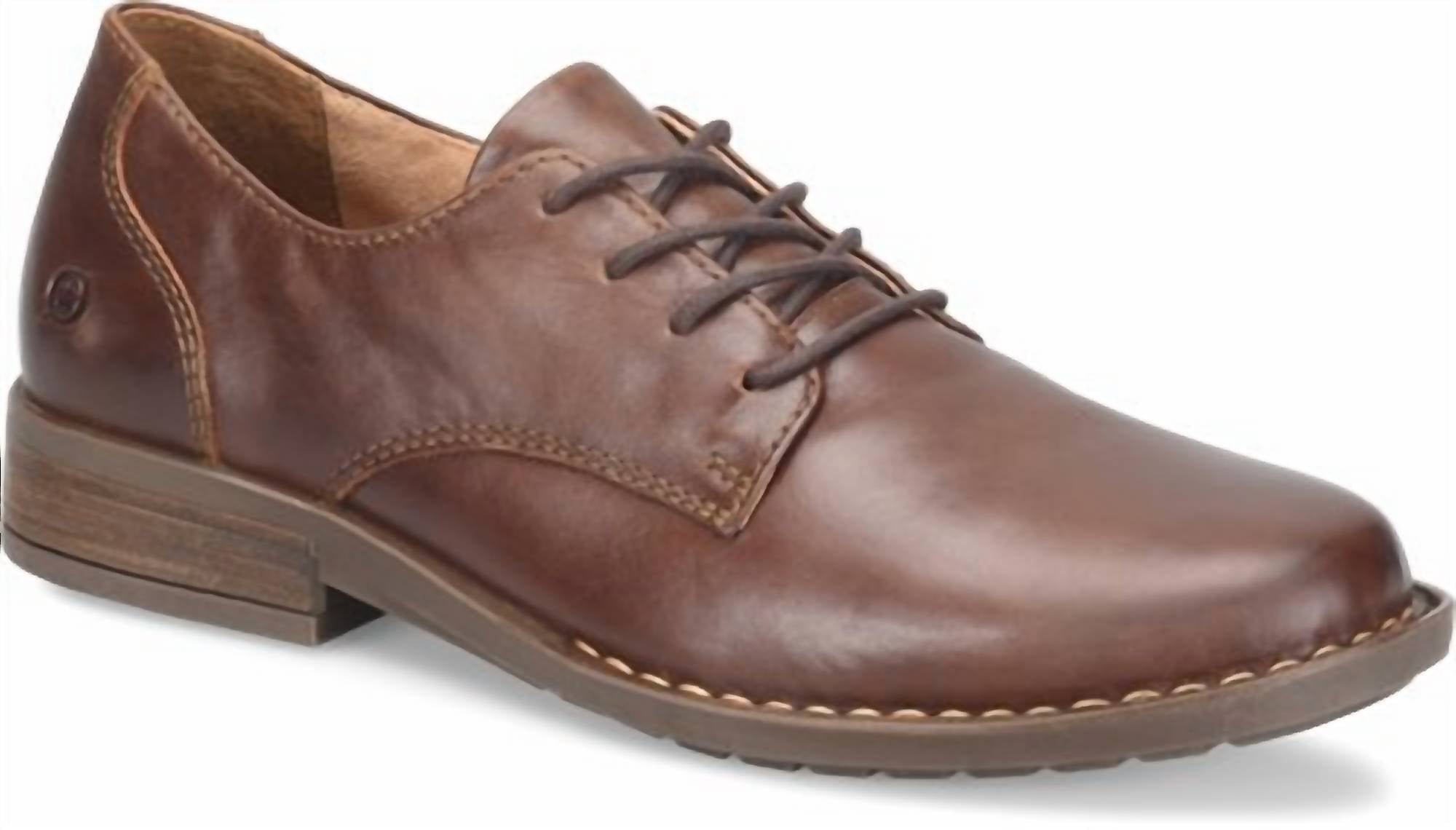 Born Men's Ryker Oxford Boot in brown wood - men's boots - detail view
