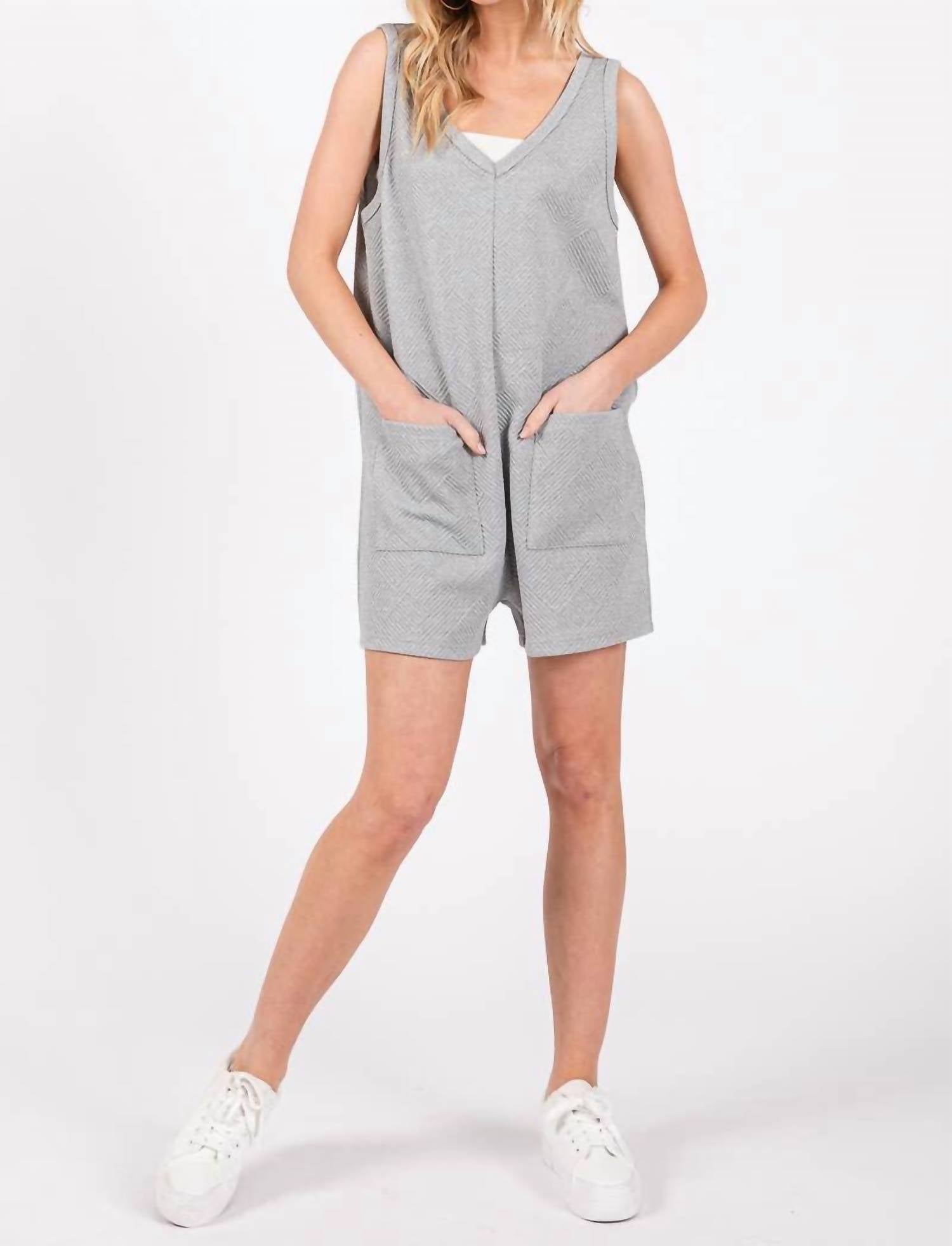 Sewn And Seen - Textured Knit Overall Romper