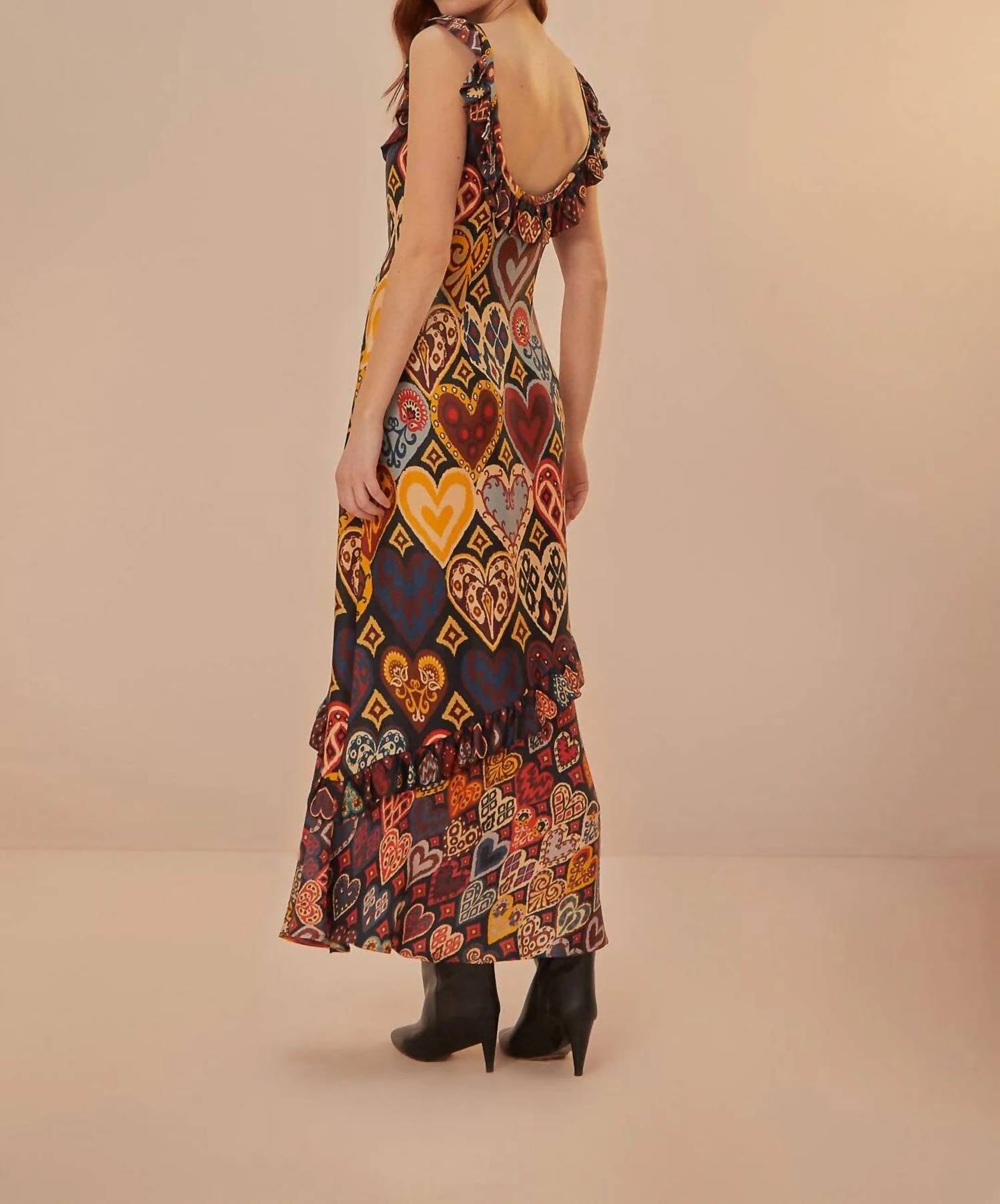 Farm Rio - HEARTS IKAT MAXI DRESS