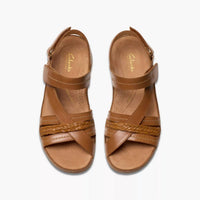 Clarks Women's Cecily Strap Sandal in tan combi - women's sandal - detail view