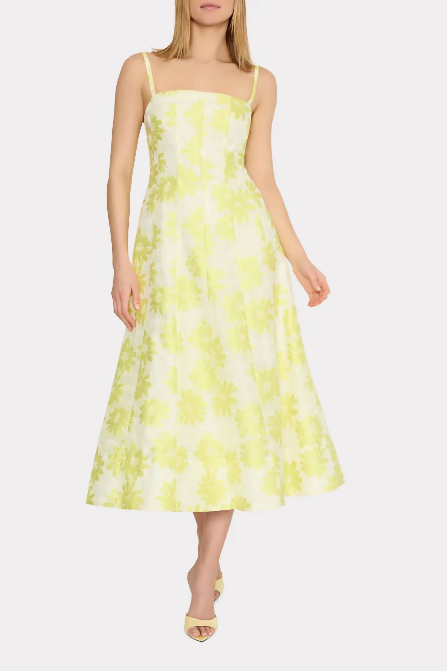 Milly - Striped Floral Fil Coupé Dress