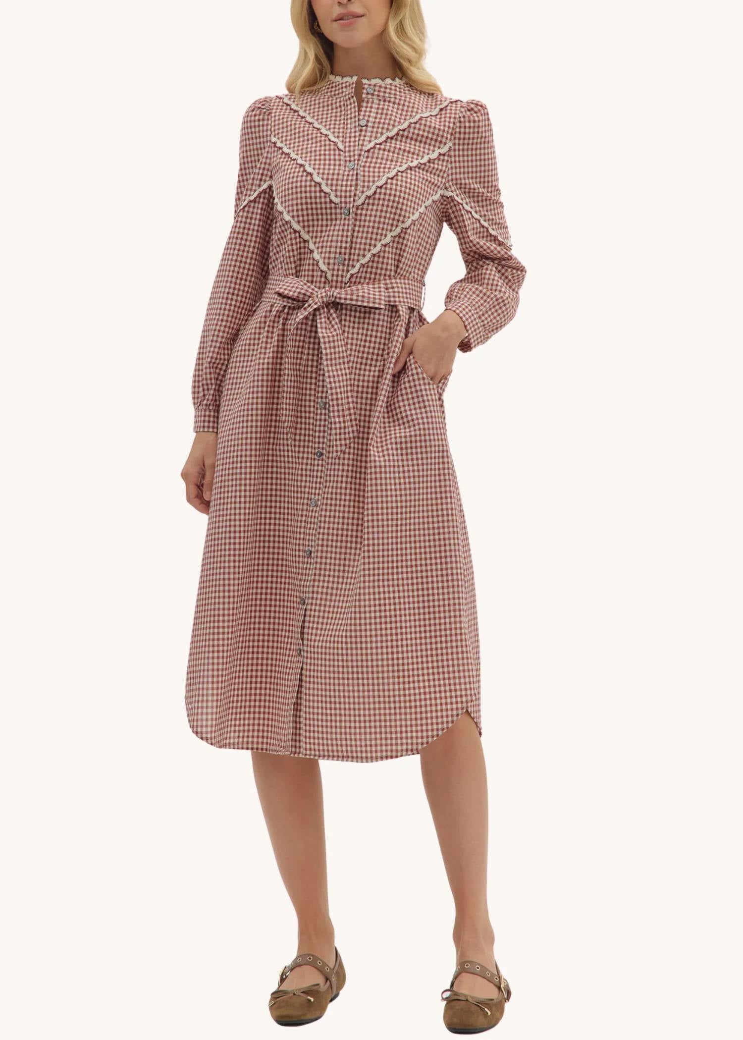 Entro - Long Sleeve Trim Midi Dress
