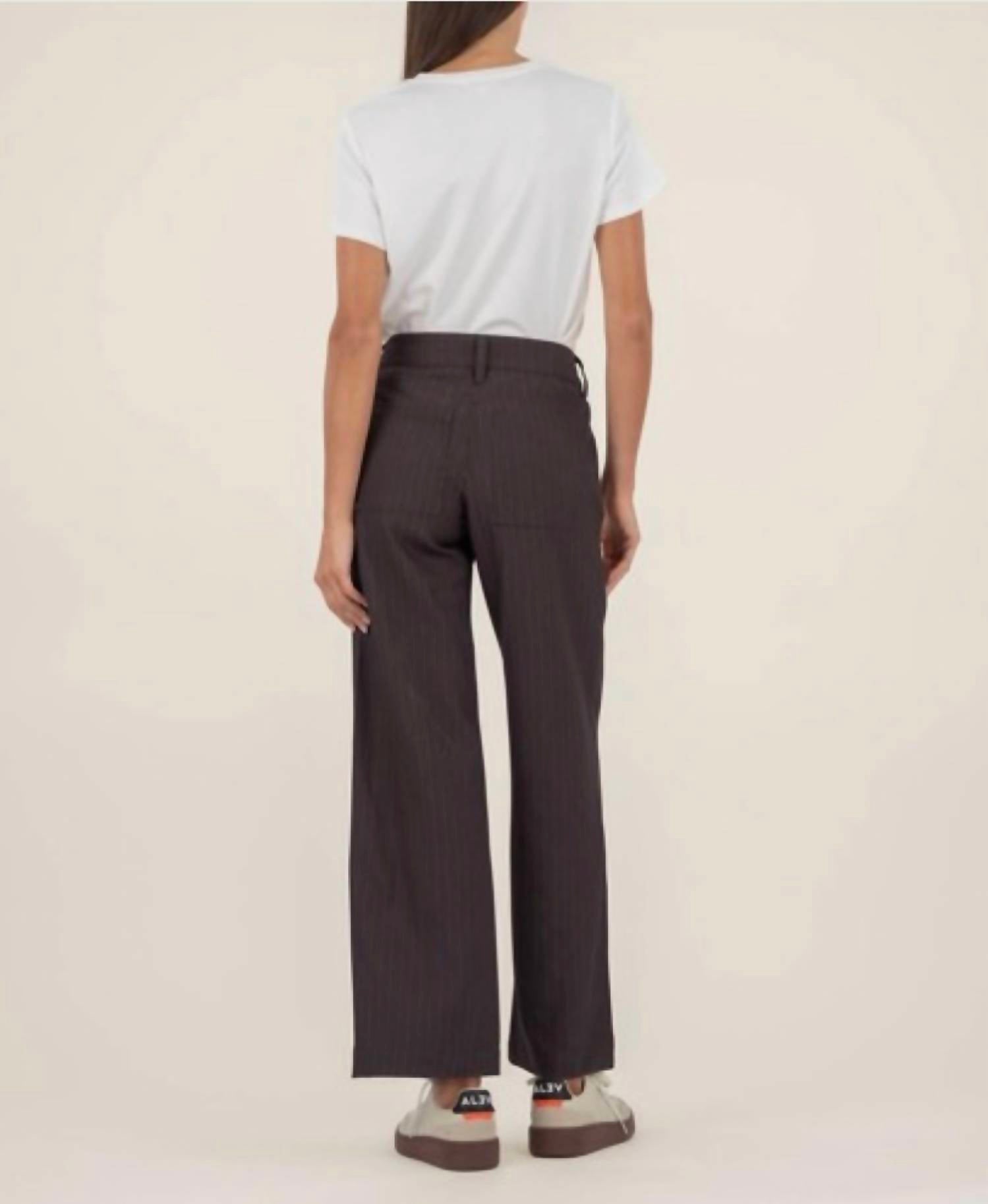 KUT FROM THE KLOTH Charlotte High Rise Wide Leg Pant in chocolate 1 - women's pants - detail view
