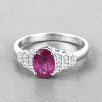 Diana M Jewels Women's Oval Natural Ruby Fashion Ring (1.52 Ct) - Classic in 14k white gold - women's jewelry - detail view