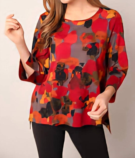 Habitat - Deep Hem Print Tee Garnet