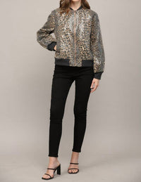 Fate Women's Embellished Bomber Jacket in beige - women's jacket - alternate view