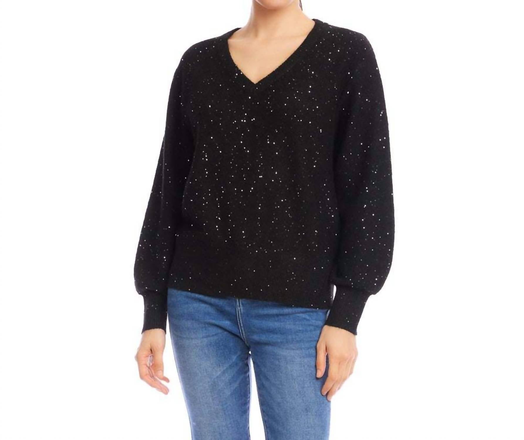 Karen Kane - Sequin V-Neck Sweater
