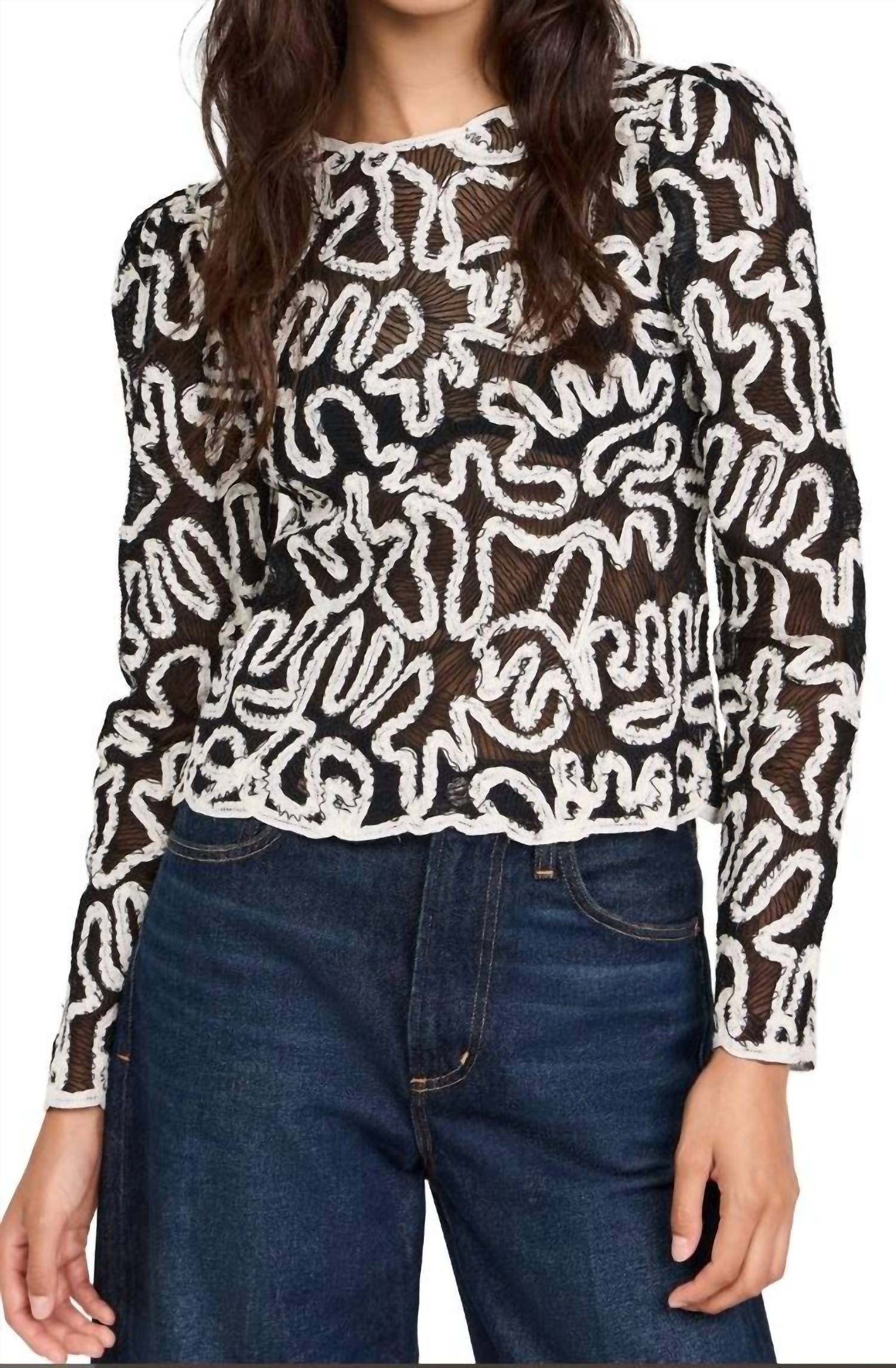 Sea - Alice Women's Top Embroidery Battenberg Long Sleeve Top