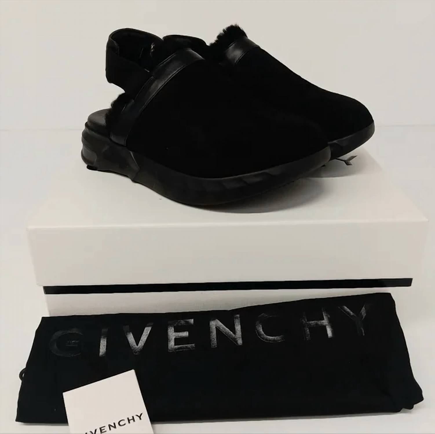 Givenchy Men's Marshmallow Hoya Shearling-lined Suede Mules in black - men's loafer