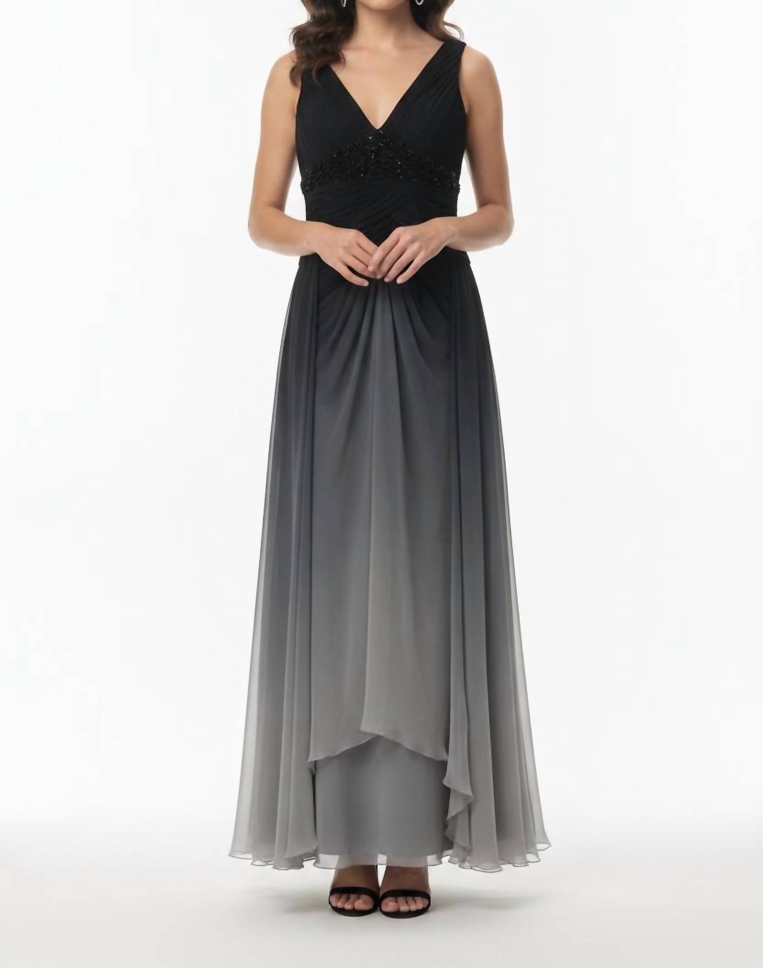 Basix Black Label - V-neck Gradient Evening Gown