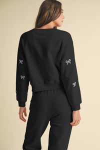 Endless Blu. - Jewel Bow Cotton Pullover Sweater