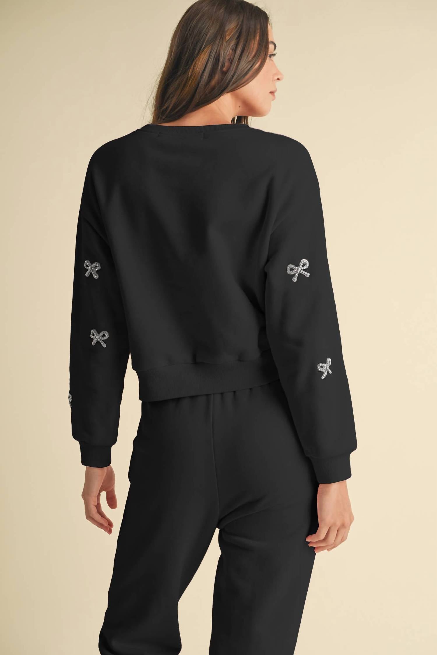 Endless Blu. - Jewel Bow Cotton Pullover Sweater