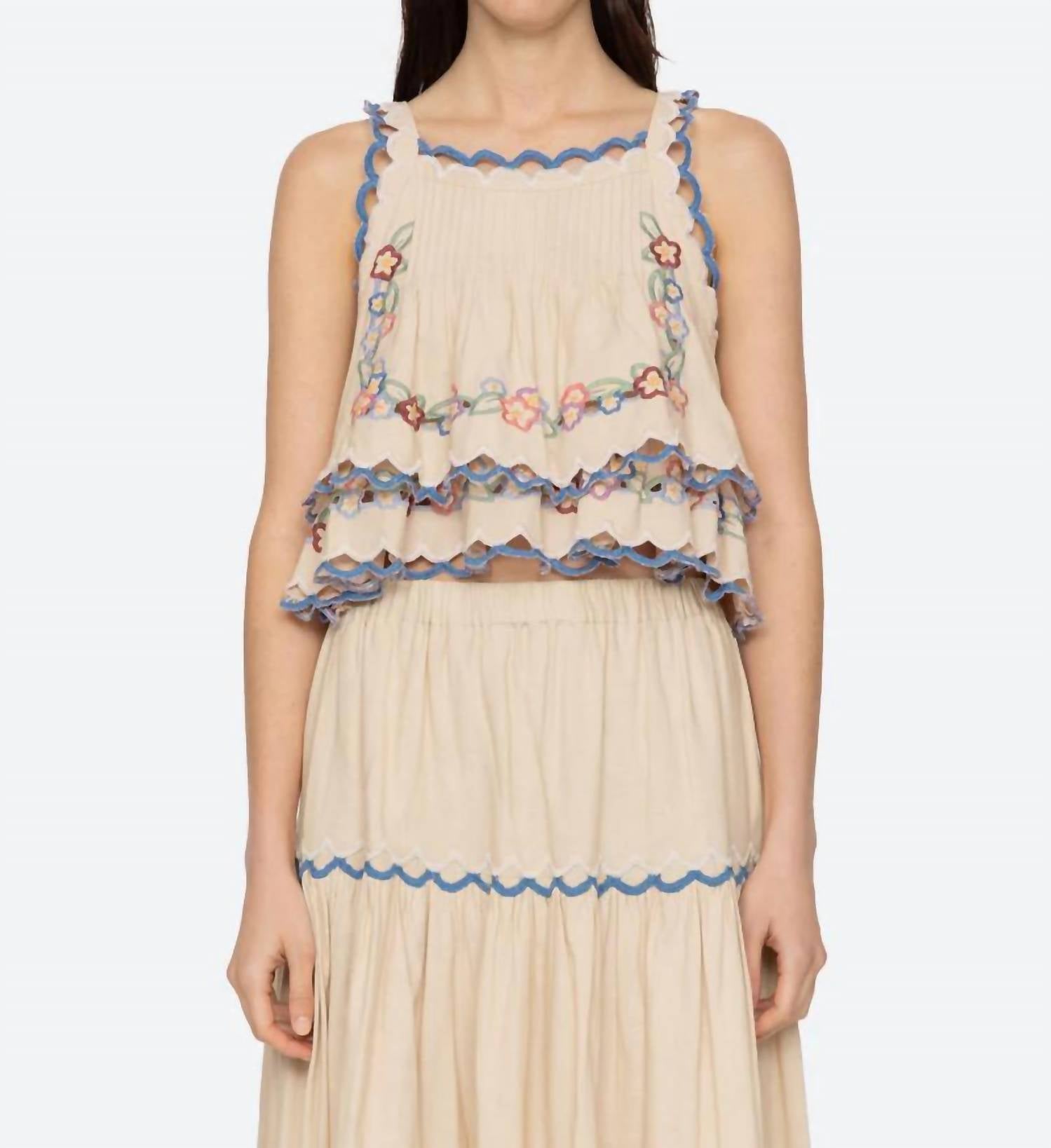 Sea - Melinda Floral Embroidery Tank Top