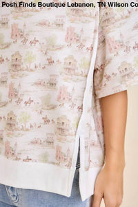 Main Strip - Women's Western Scenic Print Relaxed Fit Top