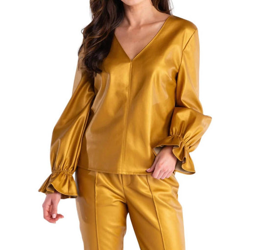 Sedge - Murphy Faux Leather Blouse