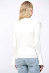 Fate - Cascading Pearl Ruffle Cardigan