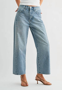 JUST BLACK DENIM Barrel Twist Jean in medium wash - women's jeans