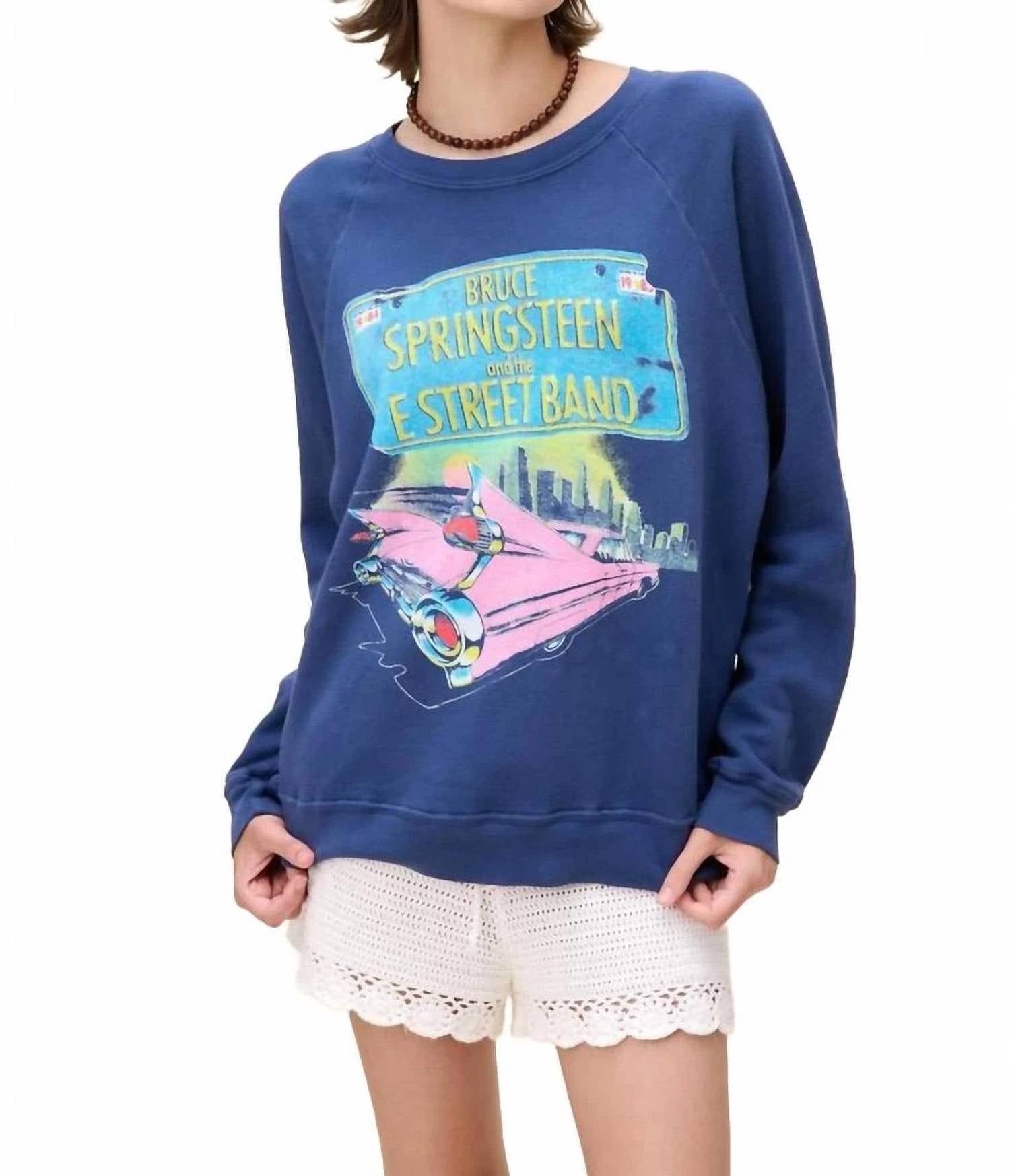 DAYDREAMER Bruce Springsteen Born In Usa Top in usa top in washed indigo - women's long sleeve top