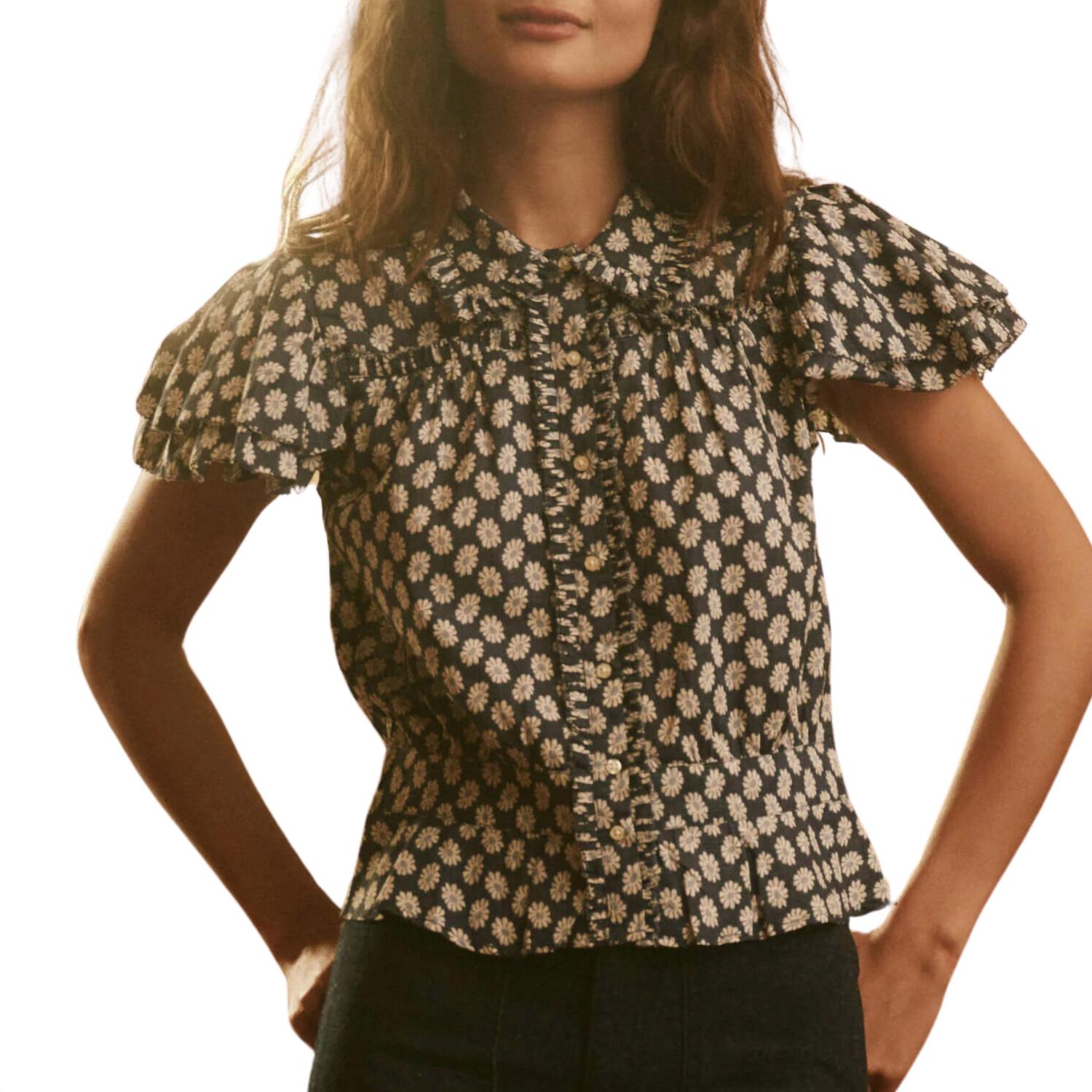 THE GREAT. Women's The Gardenia Top in mini evening daisy - women's blouse
