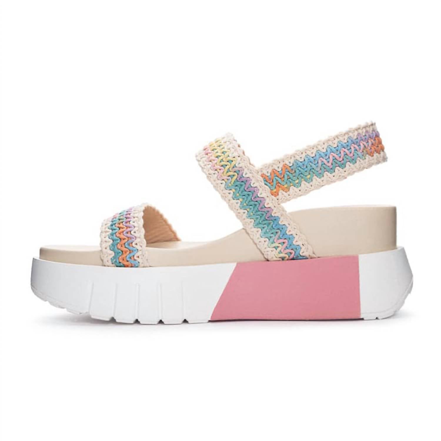 CHINESE LAUNDRY Women's Egan Crotchet Sandals in pink - women's sandal - detail view