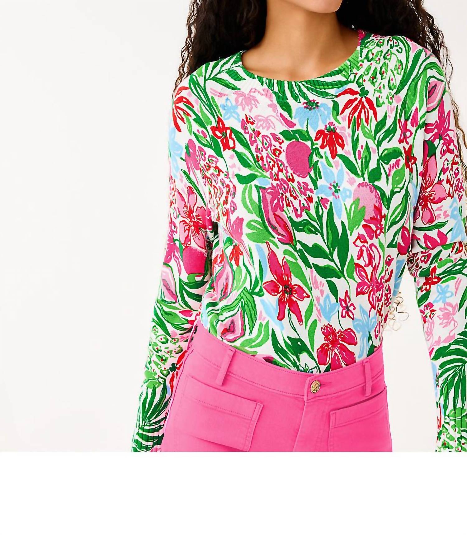 Lilly Pulitzer Salima Crewneck Sweater in glowing gardens - women's sweater - view 4