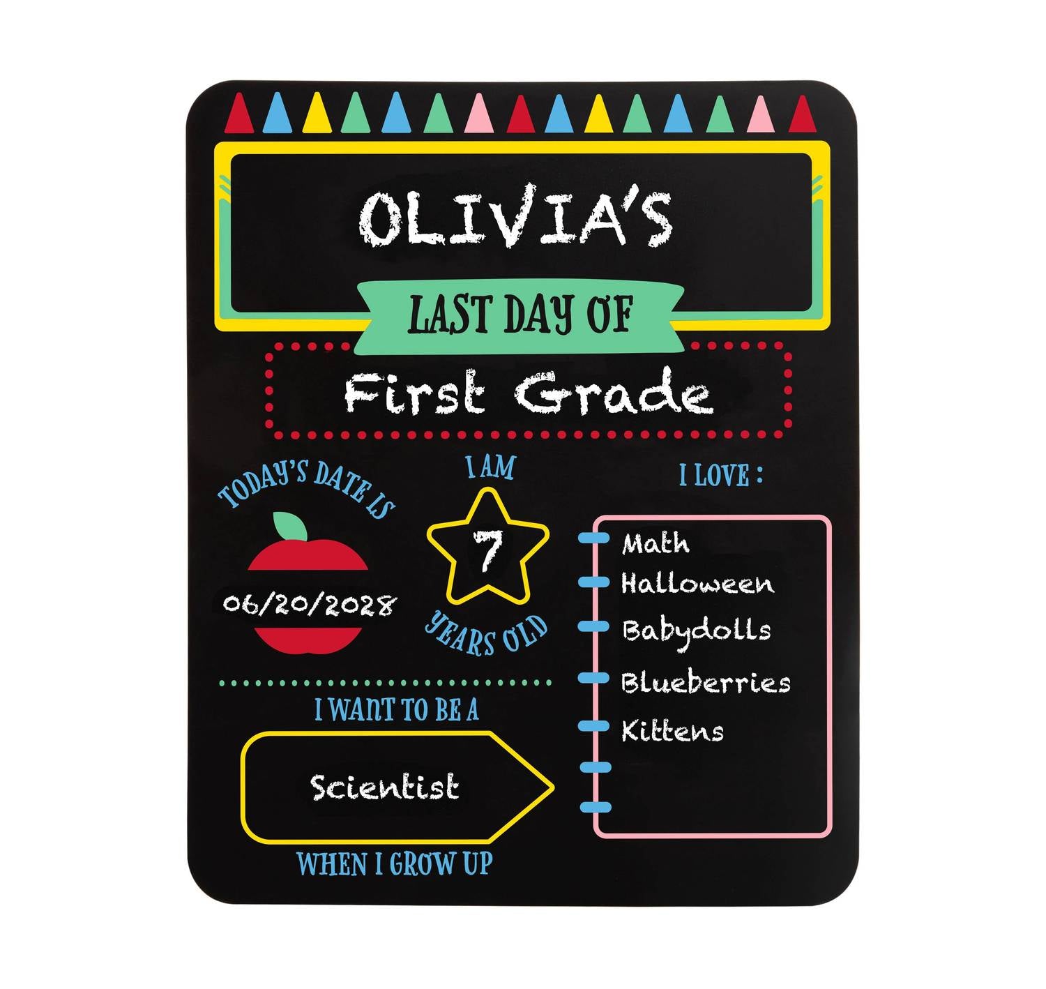 Pearhead - Kid's Double-sided First & Last Day Of School Chalkboard Sign